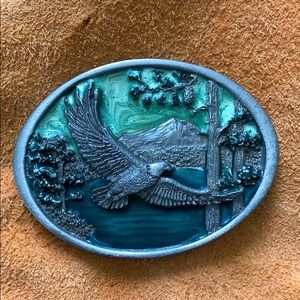 1985 C&J brass resin belt buckle soaring Eagle gift